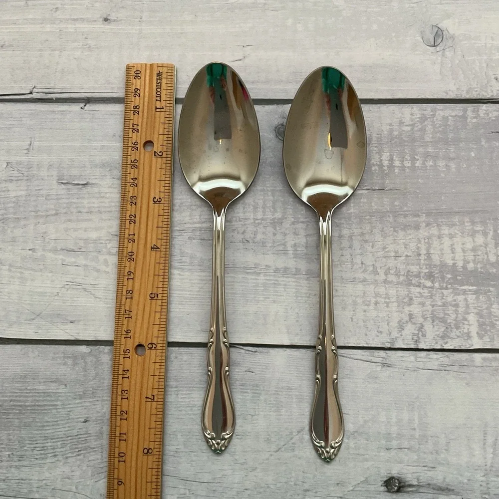 Simeon George Rogers Oneida HOMESTEAD 2 Serving Spoons Stainless‎ Flatware